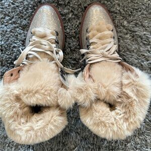 Kate spade sparkle boots with fur